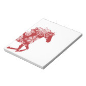 Bloc-note Cheval de Noël aux flocons rouges et blancs (Tourné)