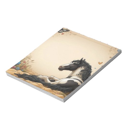 Bloc-note Cheval de peinture noir et blanc (Tourné)