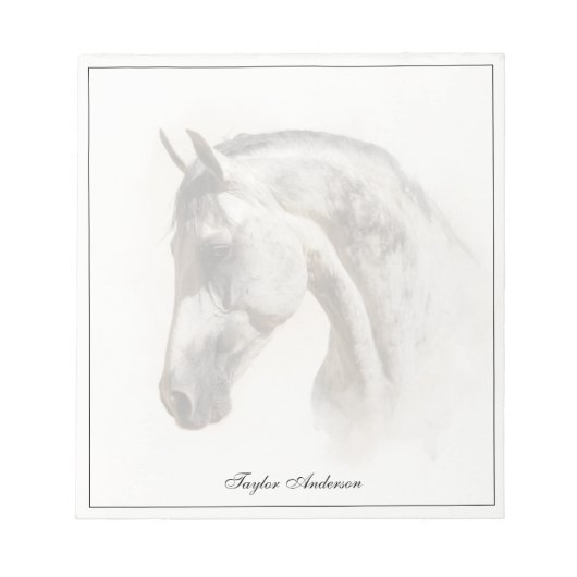 Bloc-note Cheval Équestre Lusitanien Élégant Nom Personnalis (Devant)