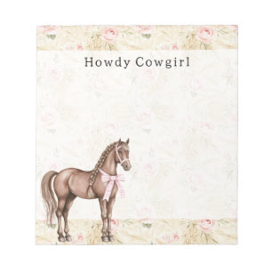 Bloc-note Cheval floral crème rose