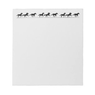 Bloc-note Chevaux amusants en course Silhouette noire Graphi