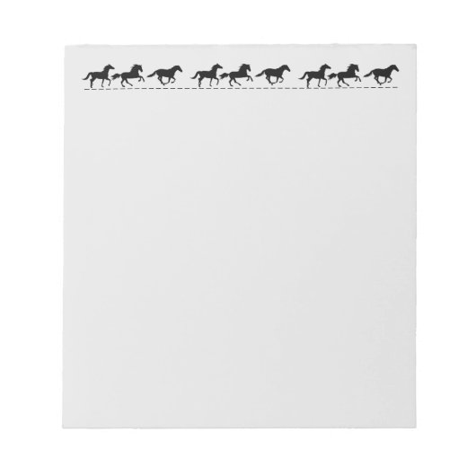 Bloc-note Chevaux amusants en course Silhouette noire Graphi (Devant)