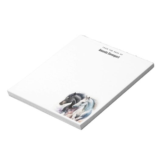 Bloc-note Chevaux noir et blanc en aquarelle (Tourné)