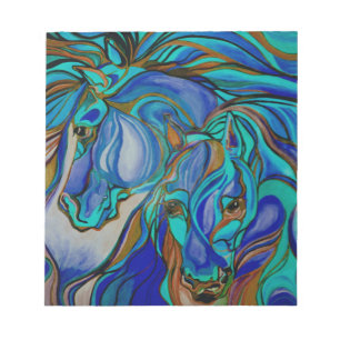 Bloc-note Chevaux sauvages en Brown et Turquoise