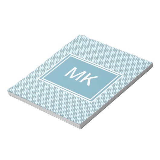 Bloc-note Chevron bleu avec Monogramme (Tourné)