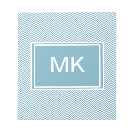 Bloc-note Chevron bleu avec Monogramme (Devant)
