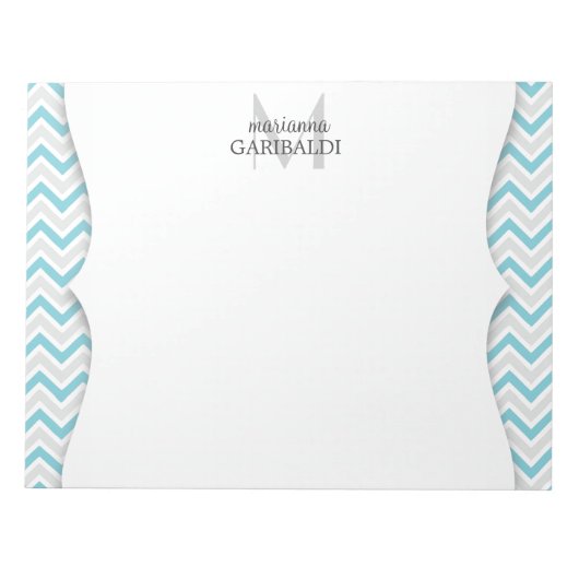 Bloc-note Chevron bleu et moderne Personnalisé (Devant)