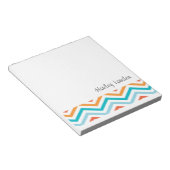 Bloc-note Chevron bleu et orange | Cartes-notes personnalisé (Incliné)
