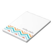 Bloc-note Chevron bleu et orange | Cartes-notes personnalisé (Tourné)