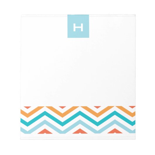 Bloc-note Chevron bleu et orange | Notepads Monogrammes (Devant)