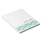 Bloc-note Chevron bleu et vert | Cartes-notes personnalisées (Incliné)