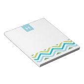 Bloc-note Chevron bleu et vert | Notepads Monogrammes (Incliné)