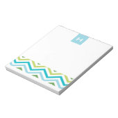 Bloc-note Chevron bleu et vert | Notepads Monogrammes (Tourné)