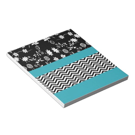 Bloc-note chevron floral bleu (Incliné)