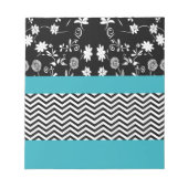 Bloc-note chevron floral bleu (Devant)