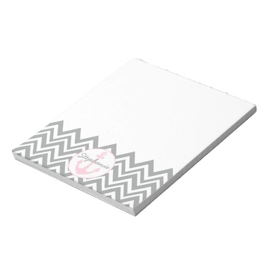 Bloc-note Chevron gris et blanc avec Pastel rose nautique (Tourné)