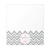Bloc-note Chevron gris et blanc avec Pastel rose nautique (Devant)