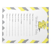 Bloc-note Chevron Jaune et Gris Souhaits pour bébé éléphant (Devant)