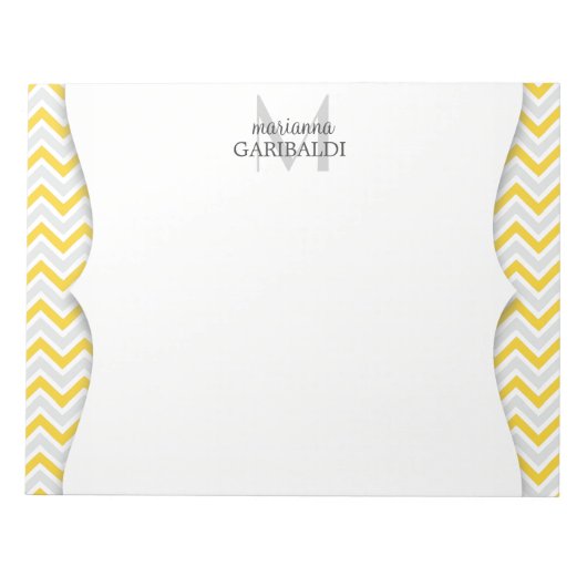 Bloc-note Chevron Jaune et moderne Personnalisé (Devant)