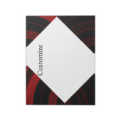 Bloc-note chevrons courbes modernes noirs/rouges chic (Tourné)