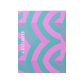 Bloc-note chevrons courbes modernes rose/vert chic (Tourné)