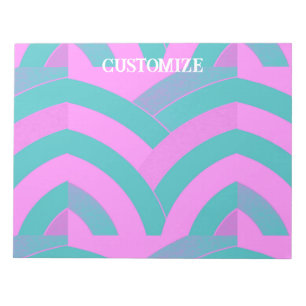 Bloc-note chevrons courbes modernes rose/vert chic