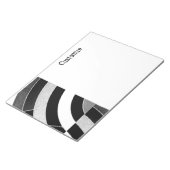 Bloc-note chevrons modernes incurvés noir/blanc chic (Incliné)