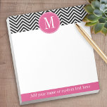 Bloc-note Chevrons noir et blanc Personnalisé Monogramme ros<br><div class="desc">Un motif audacieux art déco aux couleurs fraîches et joyeuses. Si vous devez ajuster les monogrammes,  cliquez sur le bouton customiser et apporter des modifications.</div>