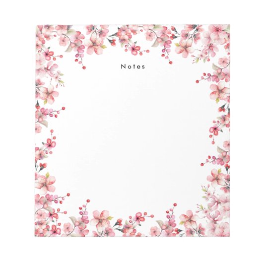 Bloc-note Chic Aquarelle Rouge Cerises Branches Garland (Devant)