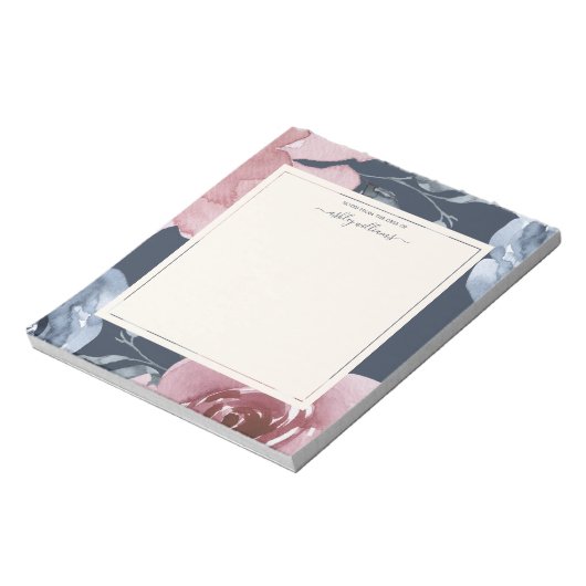 Bloc-note Chic Bleu Bourgogne Rose Bleu Foncé Personnalisé (Tourné)