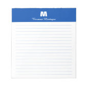 Bloc-note Chic Bleu Cobalt Papier Personnalisé avec Monogram (Devant)