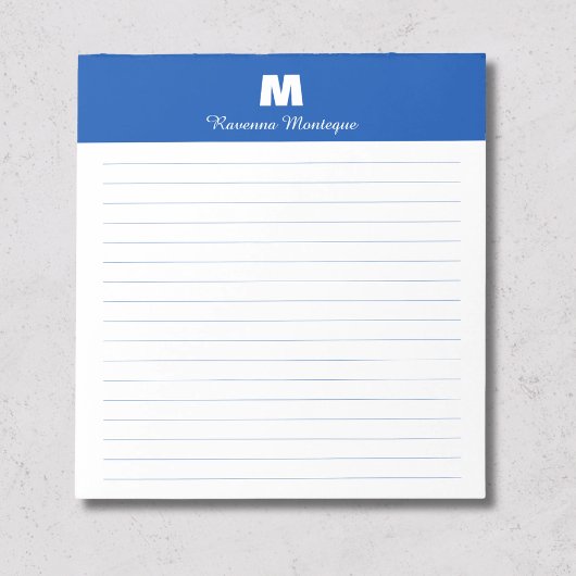 Bloc-note Chic Bleu Cobalt Papier Personnalisé avec Monogram