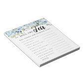 Bloc-note Chic Blue Floral Déverser la Fête des mariées de t (Incliné)