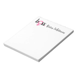 Bloc-note Chic Boss Lady Script moderne rose noir