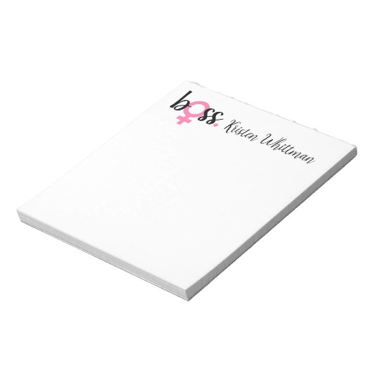 Bloc-note Chic Boss Lady Script moderne rose noir (Tourné)