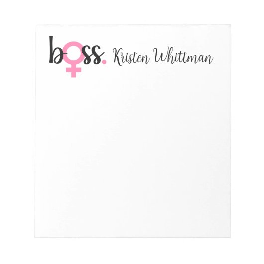 Bloc-note Chic Boss Lady Script moderne rose noir (Devant)