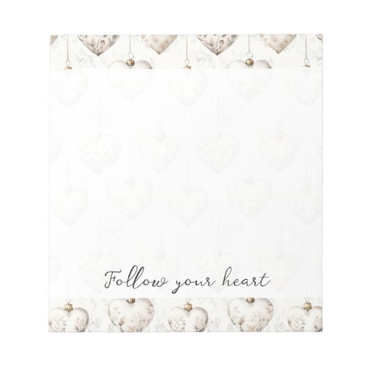 Bloc-note Chic Cream Grey Hearts Ornaments (Devant)