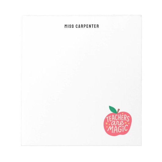 Bloc-note Chic Cute Apple Saying Personalized Teacher (Devant)