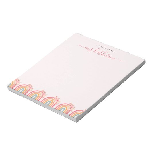 Bloc-note Chic Cute rose boho arc-en-ciel avec fleurs (Tourné)