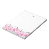 Bloc-note Chic Élégant Fleurs D'Aquarelle Rose Romantique (Tourné)