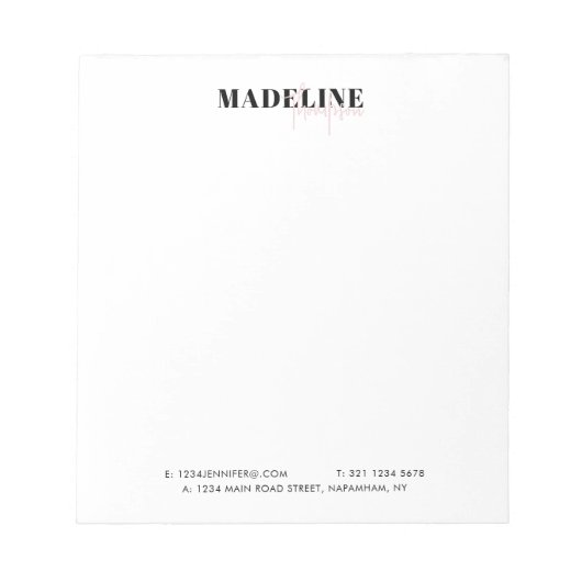 Bloc-note Chic Fille Rose Clair (Devant)