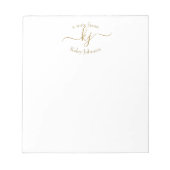 Bloc-note Chic Girly Gold Blanc 2 Monogramme initial (Devant)