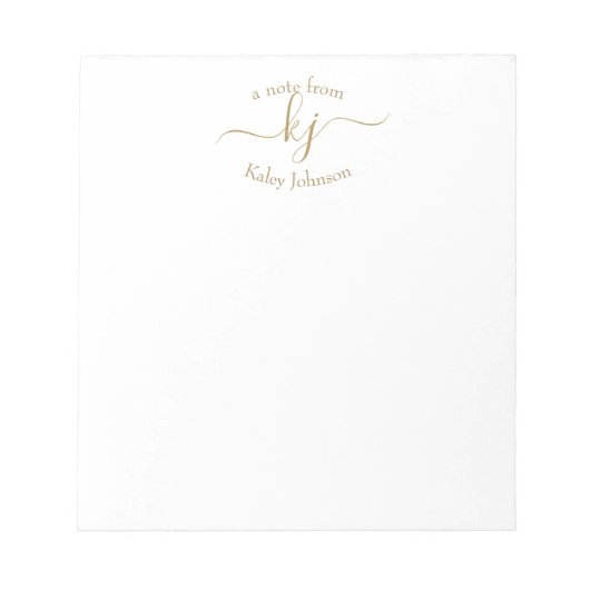 Bloc-note Chic Girly Gold Blanc 2 Monogramme initial (Devant)