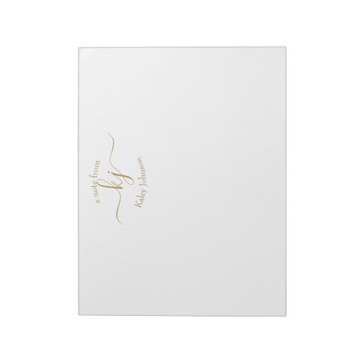 Bloc-note Chic Girly Gold Blanc 2 Monogramme initial (Tourné)