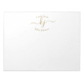 Bloc-note Chic Girly Gold Blanc 2 Monogramme initial (Devant)