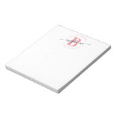 Bloc-note Chic Girly Moderne rose blanc Nom Script Monogramm (Tourné)