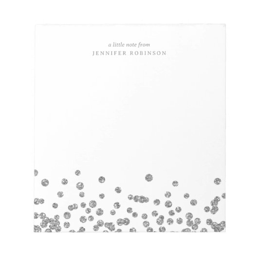 Bloc-note Chic Glam Argent Paillettes Faux Confettis avec no (Devant)