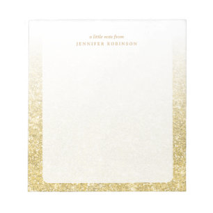 Bloc-note Chic Glam Or Faux Paillettes avec nom