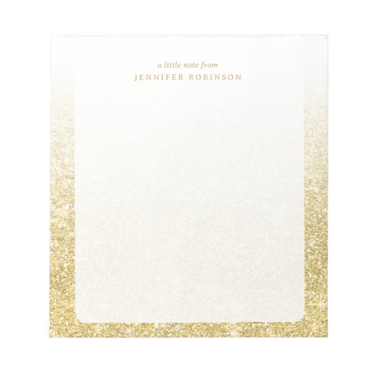 Bloc-note Chic Glam Or Faux Paillettes avec nom (Devant)