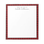 Bloc-note Chic moderne Black Red Buffalo Check Plaid (Devant)